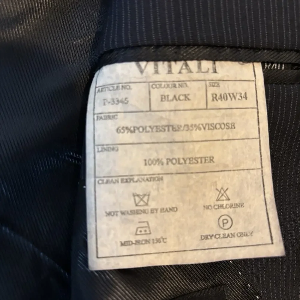 Vitali Suit Seperates 40R Black Textured Mens Blazer Sport‎ Coat Suit Jacket